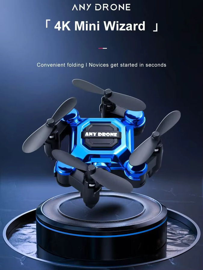 K04 Mini-Drohne mit Kamera von Lingke Technology, RC-Quadcopter mit Höhenhaltung für Anfänger, tragbares UAV in Schwarz oder Blau - Bild 1
