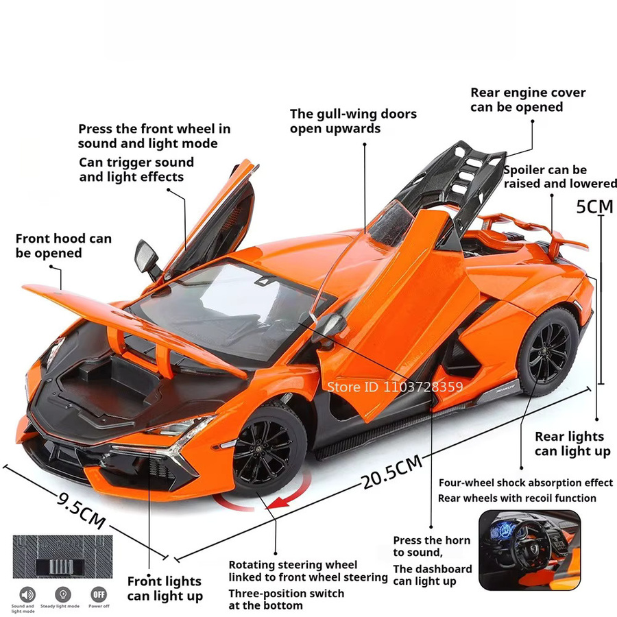 RMZ city Revuelto LP770 Sportwagen, Modell, 1:24, Metall, Licht und Sound - Bild 2