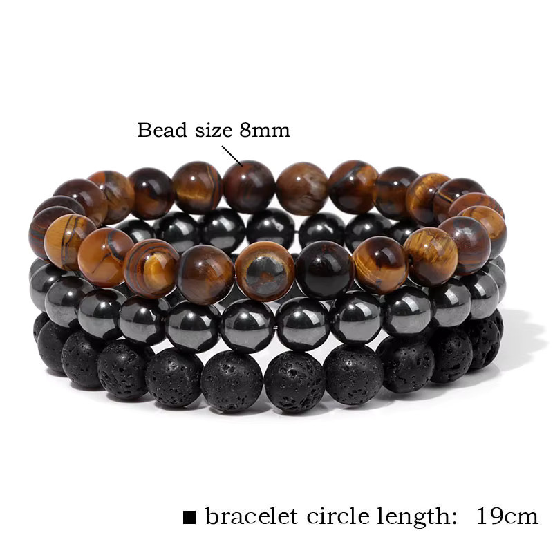 vinswet Armband Set, Naturstein, Perlen, Herren - Bild 1