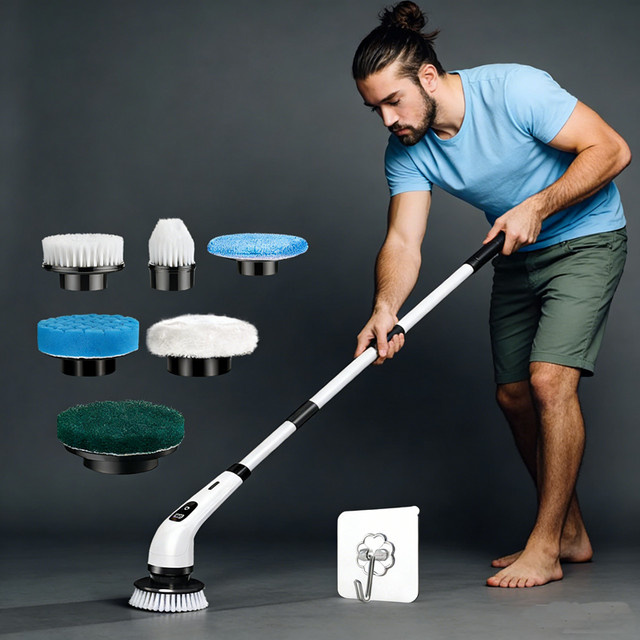Zqoxinnova Elektrische Mehrzweck-Reinigungsbürste in Weiß für Haushalt, Küche und Badezimmer - Bild 1