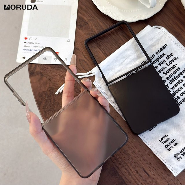 NUCWIN Schutzhülle für Samsung Galaxy Z Flip 7 6 5 4 3, transparente matte ultradünne Hülle aus hartem PC, stoßfest und schlank - Bild 1