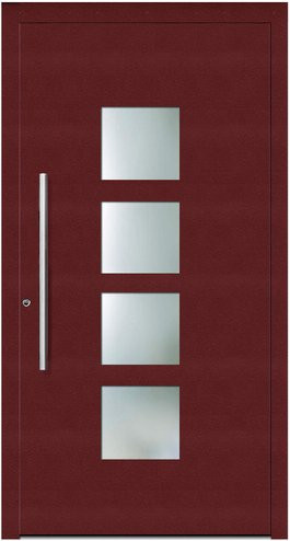 KNOCK Aluminium-Haustür Marte in Purpur-Rot mit Glaseinsatz und Sicherheitsstufe RC2 - Bild 1