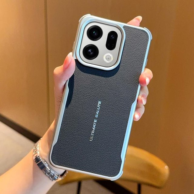 Magnetische und wasserdichte Leder-Handyhülle für OPPO Find X9 und Find X9 Pro in Schwarz - Bild 1