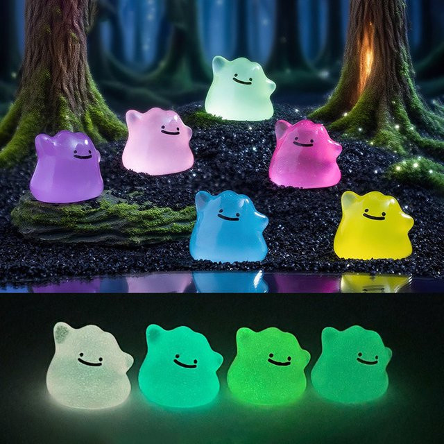 Bandai Pokémon Ditto Minifiguren, 6er-Set, Leuchten im Dunkeln, Mehrfarbig - Bild 1