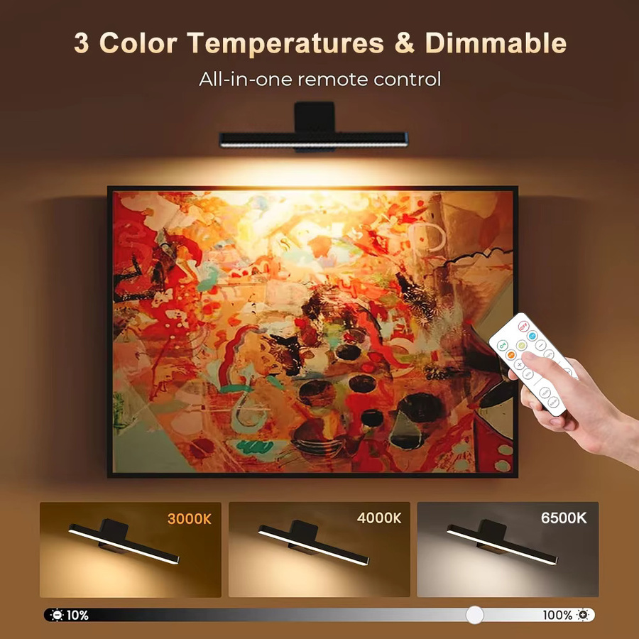 2 Stück UMEXUS Wiederaufladbare LED-Wandleuchten in Schwarz, kabellose USB-Bilderleuchten mit einstellbaren Farben und flexibler Ausrichtung - Bild 2