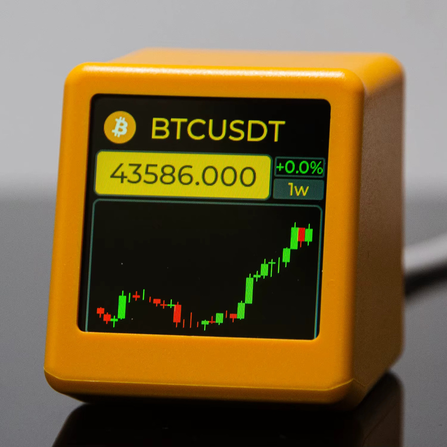 GeekMagic PRO Bitcoin Kryptowährung Preis-Tracker und Ticker in Weiß mit Aktien, Futures, Währungskursen, Zeituhr und Wetteranzeige - Bild 1