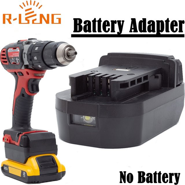 Akku-Konverter-Adapter für DeWalt 18 V Li-Ion auf Milwaukee 18 V Serie mit LED-Licht und USB-Anschluss, Schwarz - Bild 1