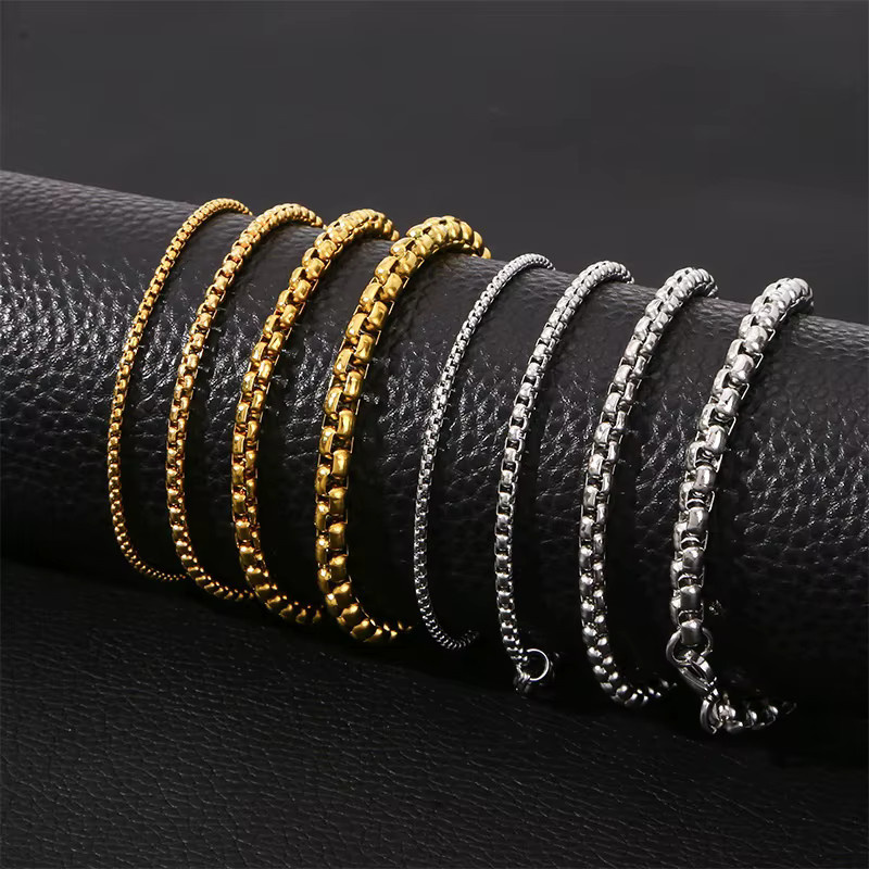 Armband Edelstahl, Quadrat Kugel Kette, Unisex - Bild 1