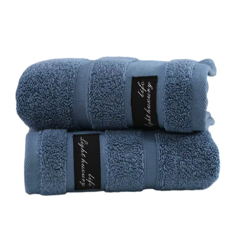 2er-Set inyahome Baumwollhandtücher in Blau und Grau, super saugfähig und schnell trocknend, B/T/H: 35 x 75 cm und 80 x 160 cm - Bild 1