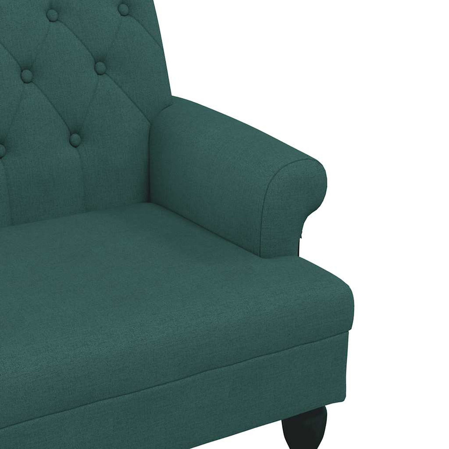 vidaXL Sitzbank mit Rückenlehne in Dunkelgrün aus Gummibaumholz und Stoff im Antik-Stil, B/T/H: 120 x 62 x 75,5 cm - Bild 4