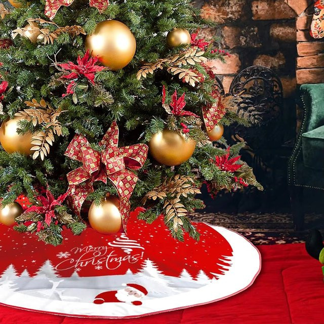VIKAMA Weihnachtsbaumrock mit Schneemann-Aufdruck in Rot und Weiß - Bild 1