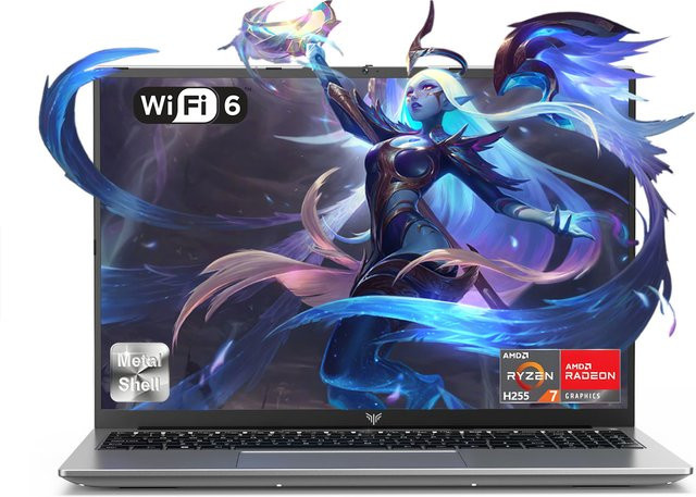 ACEMAGIC S16 Gaming-Laptop 16 Zoll mit Ryzen 7 H255, 24GB LPDDR5, 512GB NVMe SSD, AMD Radeon 780M, WiFi6, BT5.2 und Windows 11 Pro in Grau - Bild 1