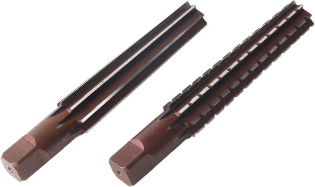 TOMTOP JMS 2er-Set Handreibahlen aus Hartstahl mit geradem Schaft, Morsekegel MT3, grob und fein, braun - Bild 1