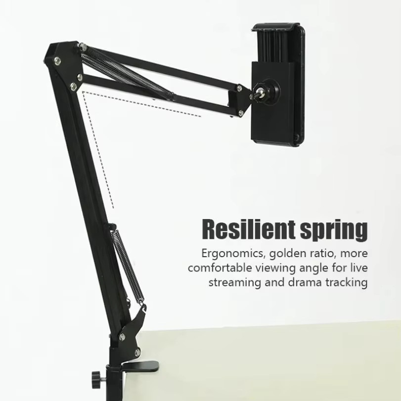 VIKEFON Verstellbarer Langarm-Metallhalter in Schwarz, Drehbarer Tablet-Ständer und Telefonständer für iPad Pro Mini Air und Xiaomi Tablet, kompatibel mit 4 bis 12,9 Zoll - Bild 4