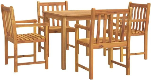 vidaXL 5-tlg Garten-Essgruppe aus Akazien-Massivholz Modell 58, Braun, B/T/H: 155 x 155 x 74 cm (Tisch) und 45 x 45 x 55 cm (Stühle) - Bild 1