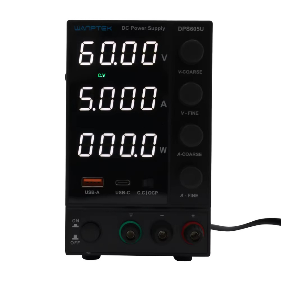 DPS605U DC-Netzteil mit USB-C Schnellladung, 0–60 V, 5 A, 300 W, Schwarz - Bild 7