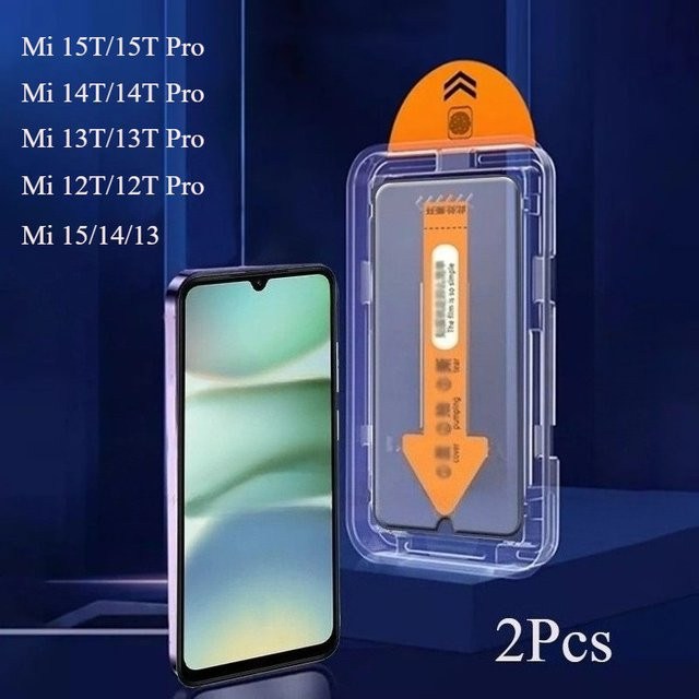 2 Stück One Click Easy Displayschutz aus gehärtetem Glas für Xiaomi 15T 14T 13T 12T Pro 15 14 13 mit oleophober Beschichtung in Transparent - Bild 1