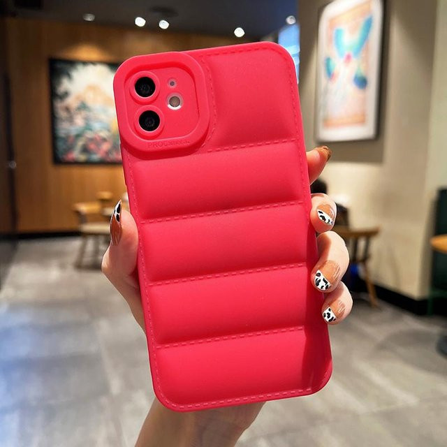 Stoßfeste iPhone Schutzhülle im Daunen-Design für Apple iPhone 14 (6,1 Zoll), Farbe: Pink - Bild 1