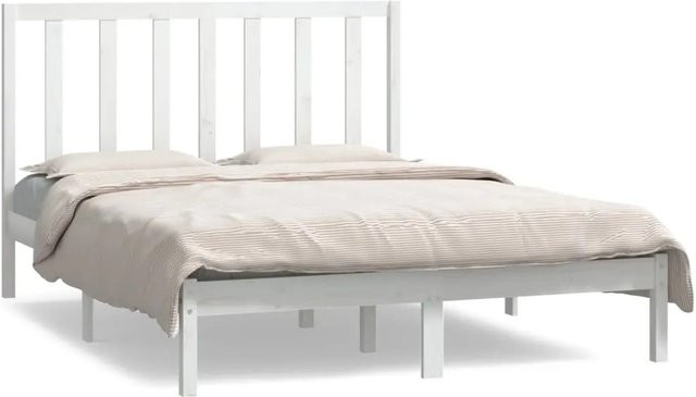 vidaXL Massivholzbett aus Kiefer in Weiß, B/T/H: 140 x 190 cm - Bild 1