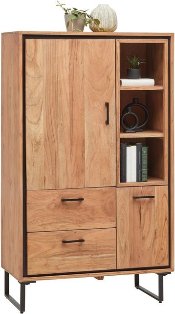 Mömax Highboard Shiva im Industrial Design aus Holz und Metall, Schwarz/Akaziefarben, B/T/H: 88 x 40 x 145 cm - Bild 1