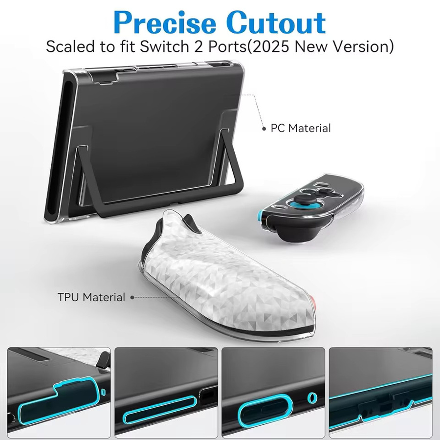 Transparente Schutzhülle aus TPU und PC für deine Nintendo Switch 2 Konsole, stoßfeste Schutzabdeckung und Zubehör - Bild 6