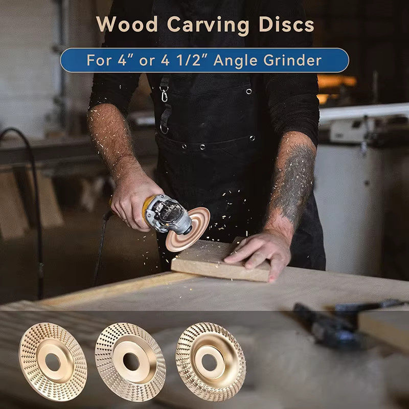 TQLQ Holzschnitzscheiben-Set für Winkelschleifer mit Holzformer-Aufsätzen und Stumpfschleifer-Zähnen - Bild 2