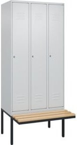 C+P Spind Classic PLUS Garderobenschrank mit Sitzbank, 3 Abteile, Zylinderschloss, 3 Garderobenhaken, B/T/H: 212,0 x 90,0 x 81,5 cm - Bild 1