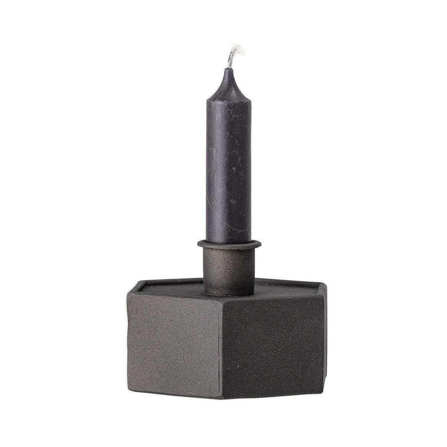 Bloomingville Nedal Kerzenhalter aus Metall in Schwarz mit geometrischer Form für Stabkerzen, Höhe: 9 cm - Bild 1