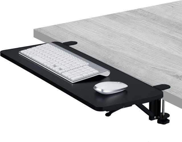 Relaxdays Schreibtischverlängerung aus MDF und Stahl in Schwarz, klappbar zum Anklemmen, B/T/H: 65 x 29 x 12 cm - Bild 1