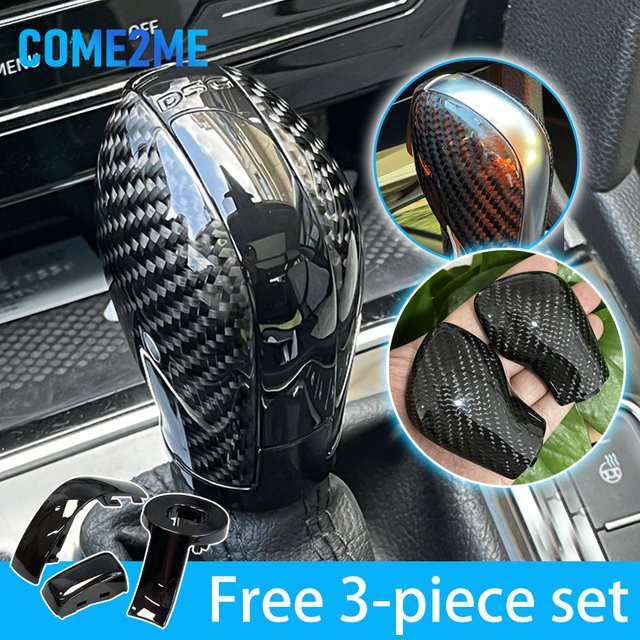 Come2me Kohlefaser DSG Schaltknauf-Abdeckung Schalthebel-Verkleidung in Schwarz für VW Golf 7 GTI R Tiguan Passat B7 B8 CC R20 Scirocco Jetta MK6 GLI - Bild 1