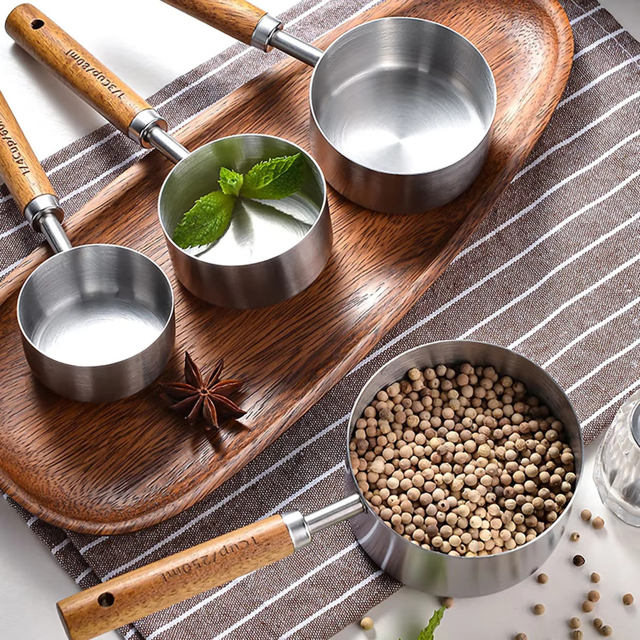 8-teiliges Messbecher-Set aus Edelstahl von JANKNG in Silber mit Messlöffeln und Messbechern für deine Küche - Bild 4