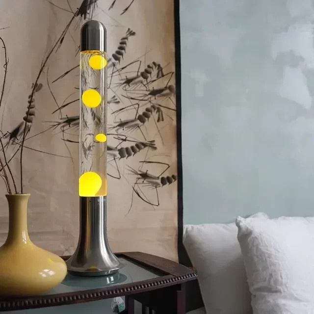 Moderne Vintage Lava Lampe in Multicolour mit silbernem Metallgestell und Glaszylinder für Wohnzimmer und Schlafzimmer - Bild 1