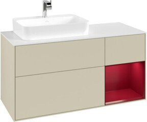 V&B Finion Waschtischunterschrank in Weiß, Wandmontage mit Regalfach und integrierter Beleuchtung, Breite: 120 cm - Bild 1
