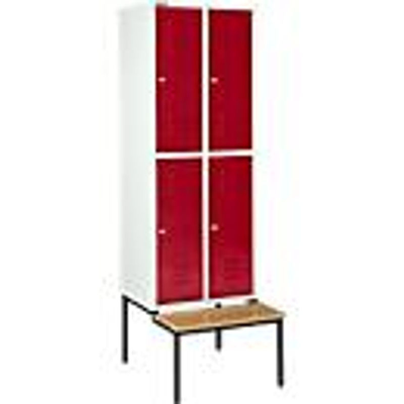 Schäfer Shop Select Kleiderspind mit Sitzbank, 2x2 Abteile, Zylinderschloss, Farbe: Rubinrot, Breite: 40 cm - Bild 2