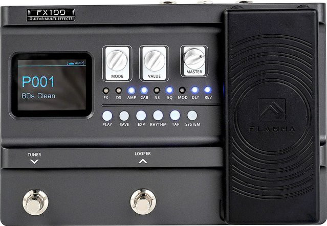 Flamma FX100 Multi-Effekt Gitarrenpedal in Dunkelgrau mit Looper und Presets - Bild 1