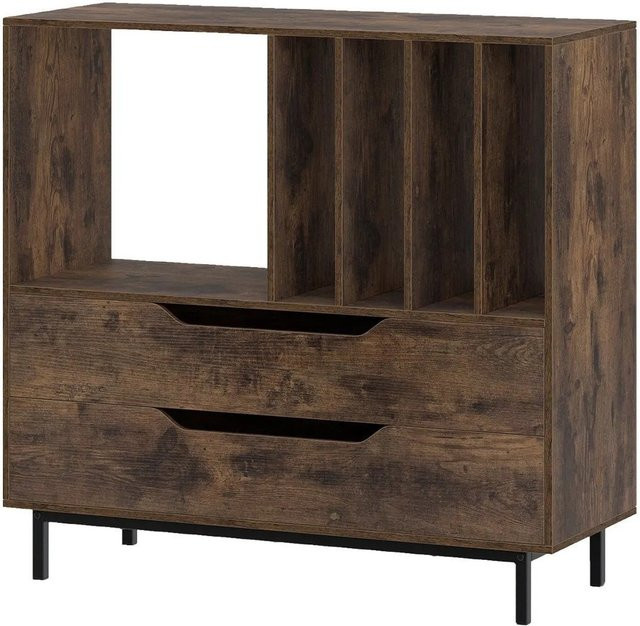 Costway Plattenspielertisch im Retro-Design mit Vinyl-Fächern in Braun - Bild 1