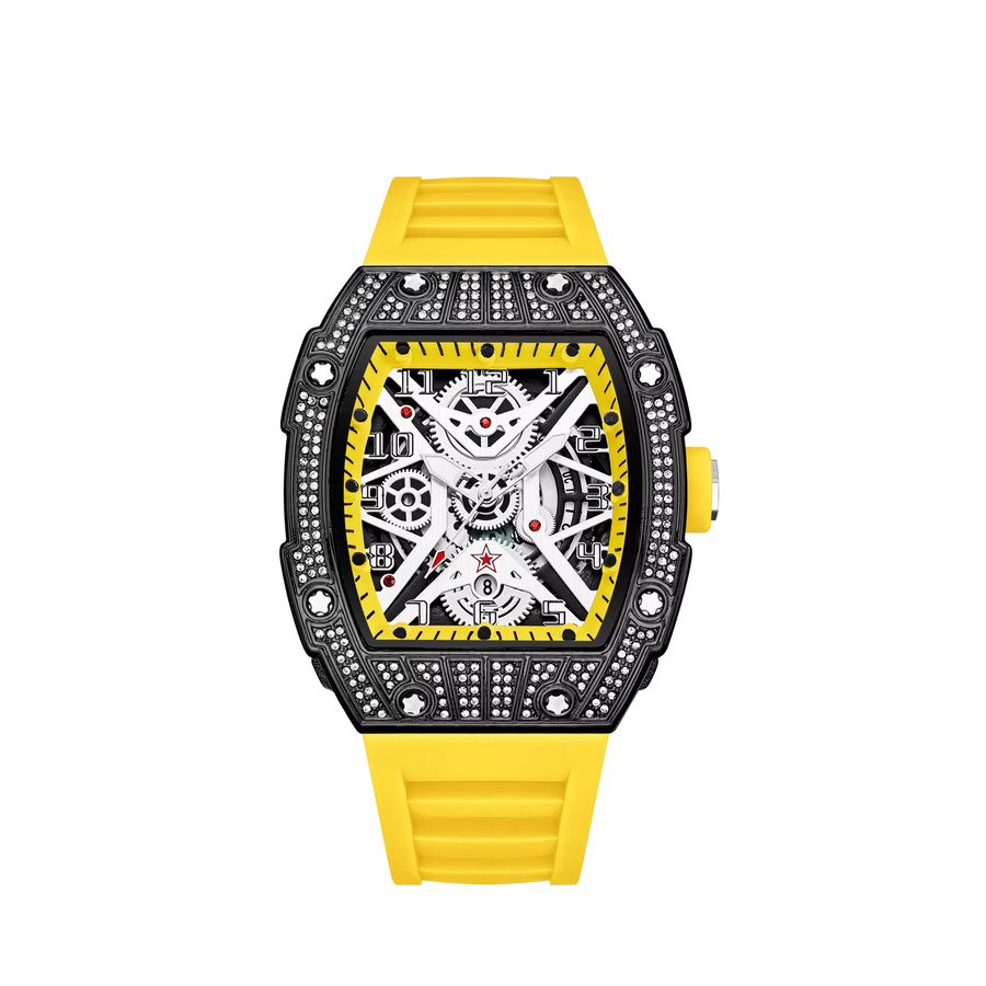 STARPERISH Armbanduhr Tonneau, Quarz, Schwarz, Kautschuk, Herren - Bild 3