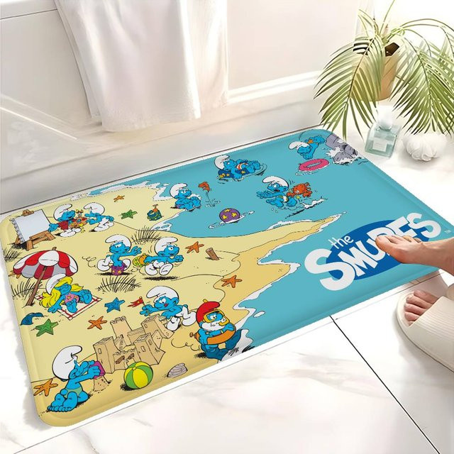 Potdemiel Smurfs Fußmatte mit Cartoon-Motiv, rutschfest und waschbar, Mehrfarbig, B: 60 cm, T: 40 cm - Bild 1