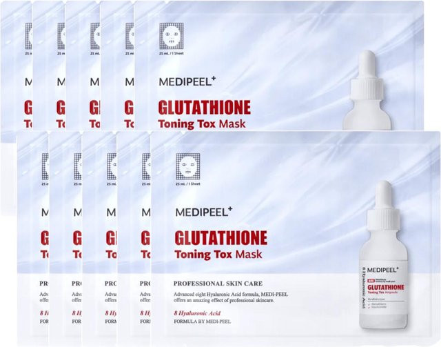 MEDIPEEL Glutathione Toning Tox Mask, Sheet Maske, 25 ml x 10 Stück, Glutathion, Niacinamid - Bild 1