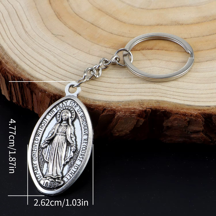 Aogue Schlüsselanhänger Jesus Saint Benedict, Legierung, Silber, Unisex - Bild 3