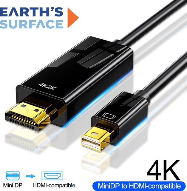 Apple Mini DisplayPort zu HDMI Adapter Kabel in Schwarz für MacBook Pro, 4K Thunderbolt zu HDTV Konverter - Bild 1