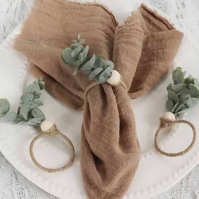Serviettenhalter in Grün mit Eukalyptus-Design für Tischdekoration und Bankette - Bild 1