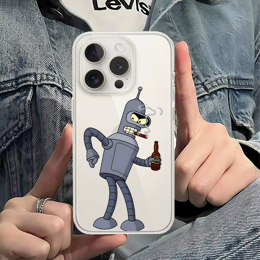 Transparente Futurama Cartoon Handyhülle für iPhone 11 bis iPhone 17 Pro Max Mini Plus, stoßfeste weiche Schutzhülle - Bild 2