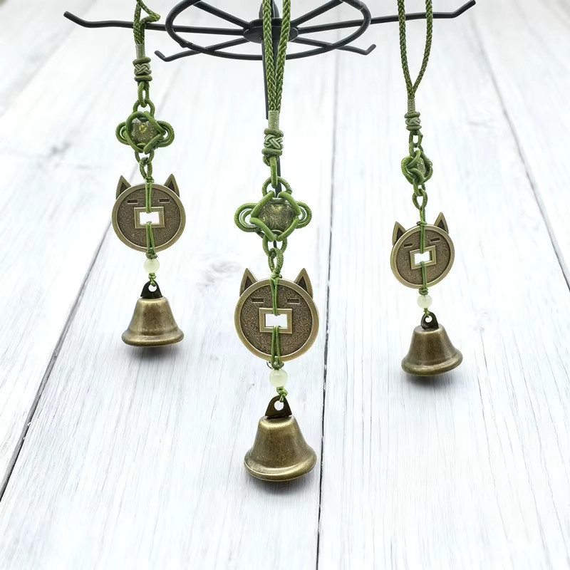 Miaomiao Münzglocke Anhänger, Messing, Gold, Unisex - Bild 4