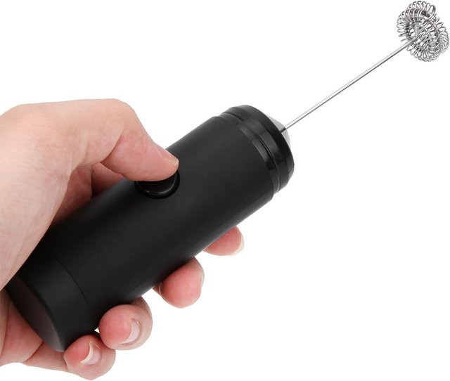Elektrischer Handheld Milchaufschäumer von mfySpace aus Edelstahl in Schwarz - Bild 1
