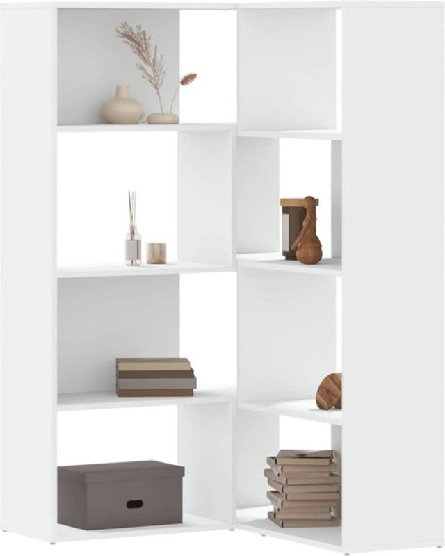 Vidaxl Eckregal aus Holzwerkstoff mit 4 Etagen in Weiß, B/T/H: 85 x 85 x 140 cm - Bild 1
