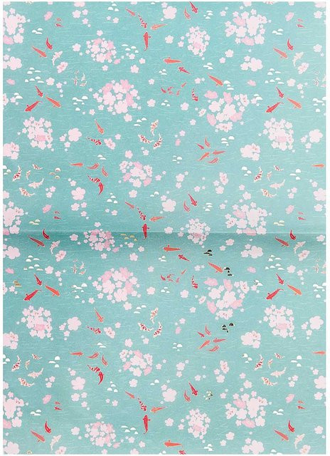 Rico Design Paper Patch Papier Jardin Japonais Kois & Blumen, Mehrfarbig, 30 x 42 cm - Bild 1