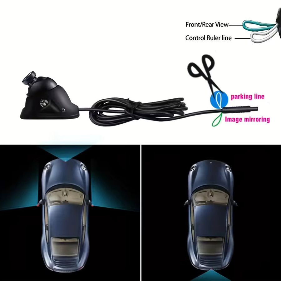 QueenDer 360 Grad rotierende Auto-Multifunktionskamera in Schwarz mit Nachtsicht, 2 LEDs, CCD und Weitwinkelobjektiv für CVBS-Displays - Bild 5