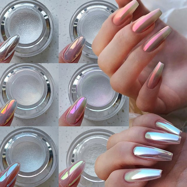 HotPress Nagelpulver Metallic, Aurora Shell Perle, 6 Farben - Bild 1
