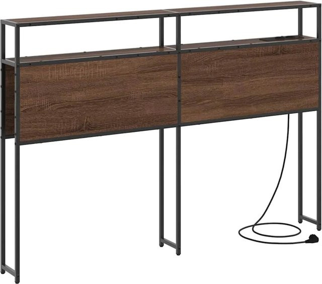 vidaXL Stauraum-Kopfteil in Braun Eichen-Optik mit integriertem Regal und USB-Ladeport, Breite: 138 cm - Bild 1